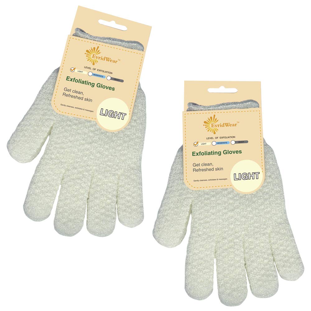 Evridwear Exfoliating Bath Gloves packaging display