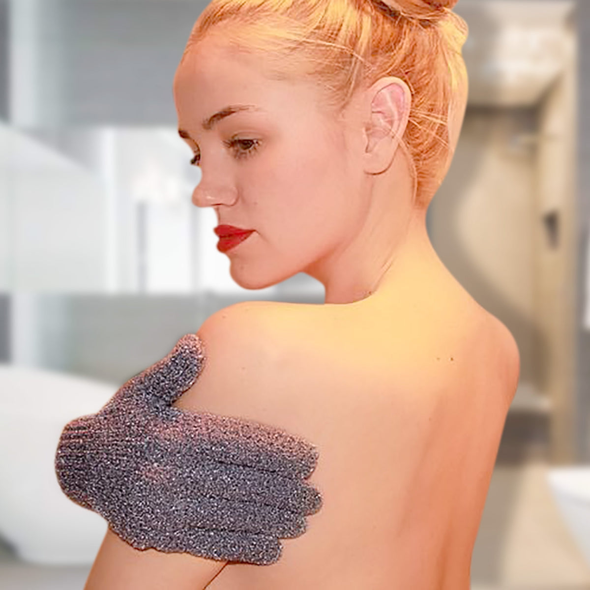 Evridwear Exfoliating Glove hanging loop detail
