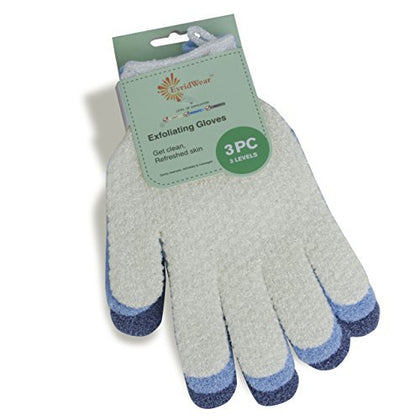 Evridwear Exfoliating Gloves front view with dual texture