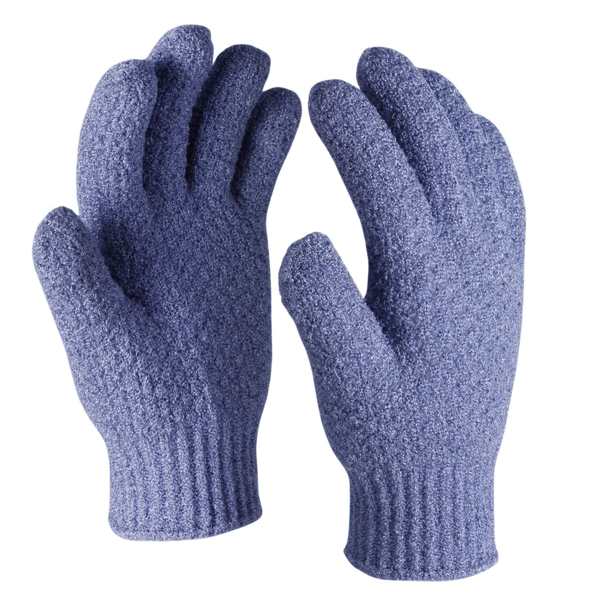 Evridwear exfoliating gloves on a bathroom shelf