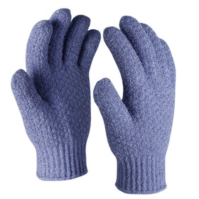 Evridwear exfoliating gloves on a bathroom shelf