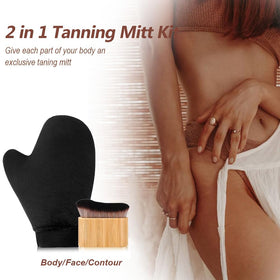 EVYTTA tanning kit packaging with mitt and brush