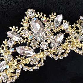 Exacoo Gold Tiara close-up of rhinestone details