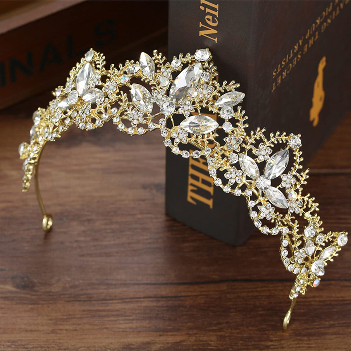 Exacoo Gold Tiara in a party setting