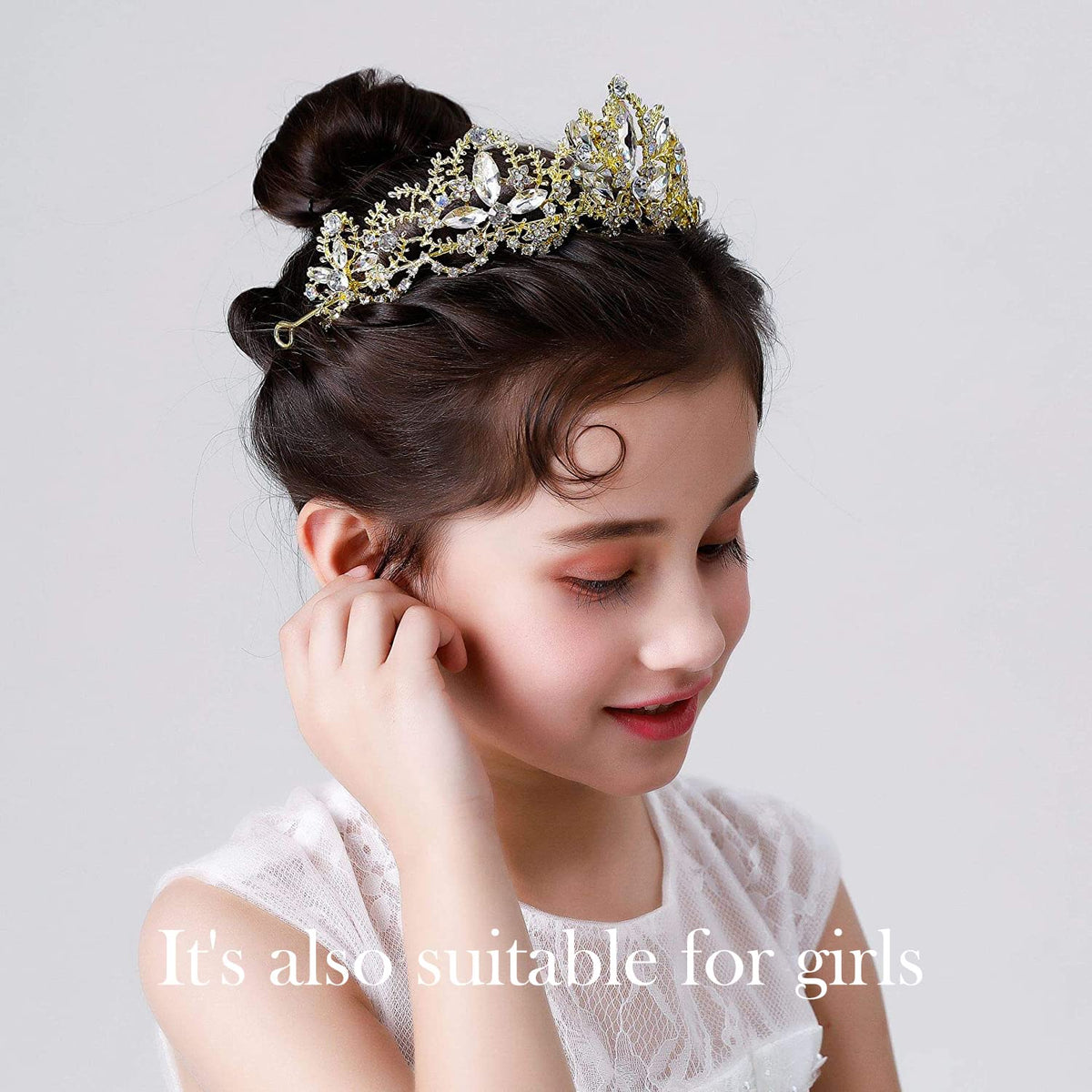 Exacoo Gold Tiara with bobby pins for secure fit