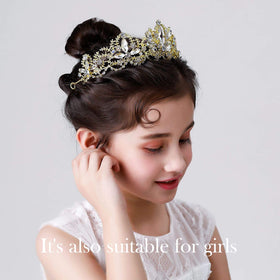 Exacoo Gold Tiara with bobby pins for secure fit