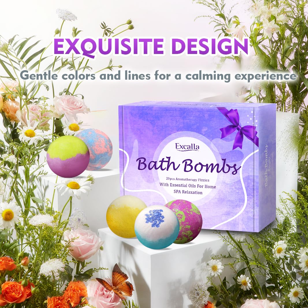 Excalla bath bomb gift set beautifully arranged for gifting
