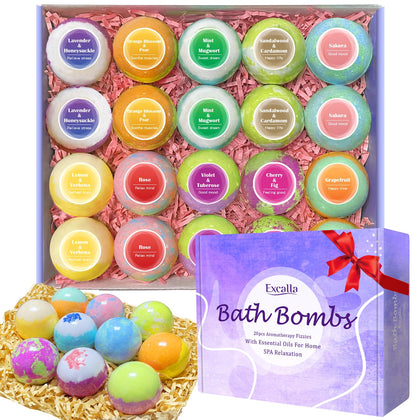 Excalla Bath Bombs Gift Set 20 pieces with assorted fragrances