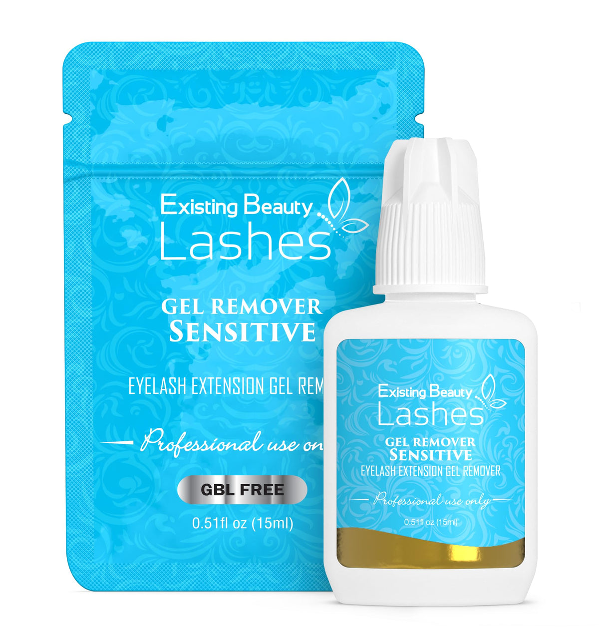 Existing Beauty Lash Extension Remover Gel on a vanity table
