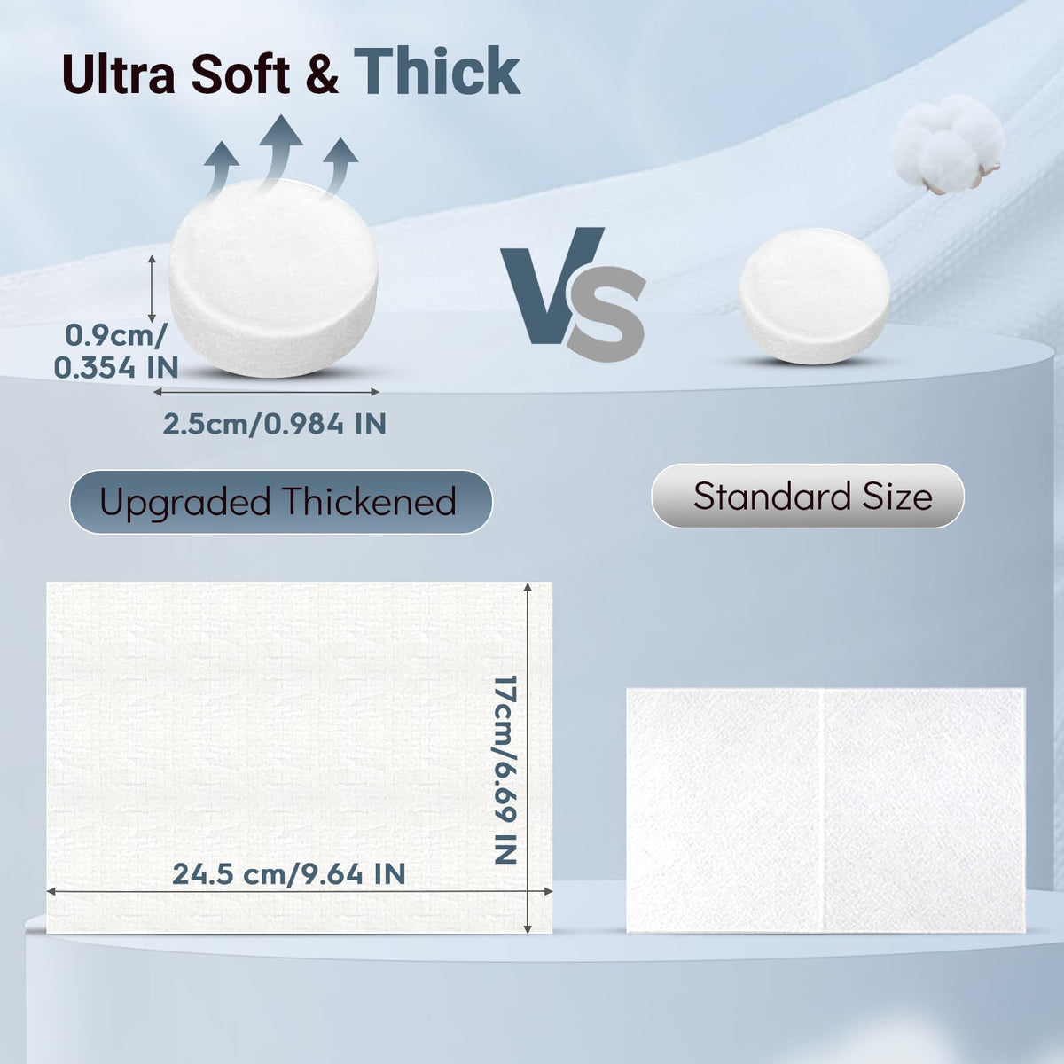 Expanded Classycoo compressed towel showing size and texture