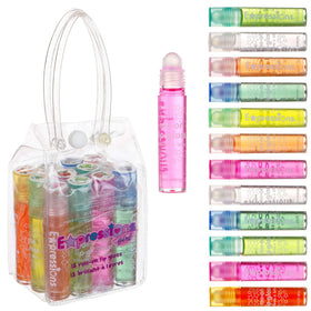 Expressions Girl 12pc Roll-On Lip Gloss Set with assorted flavours