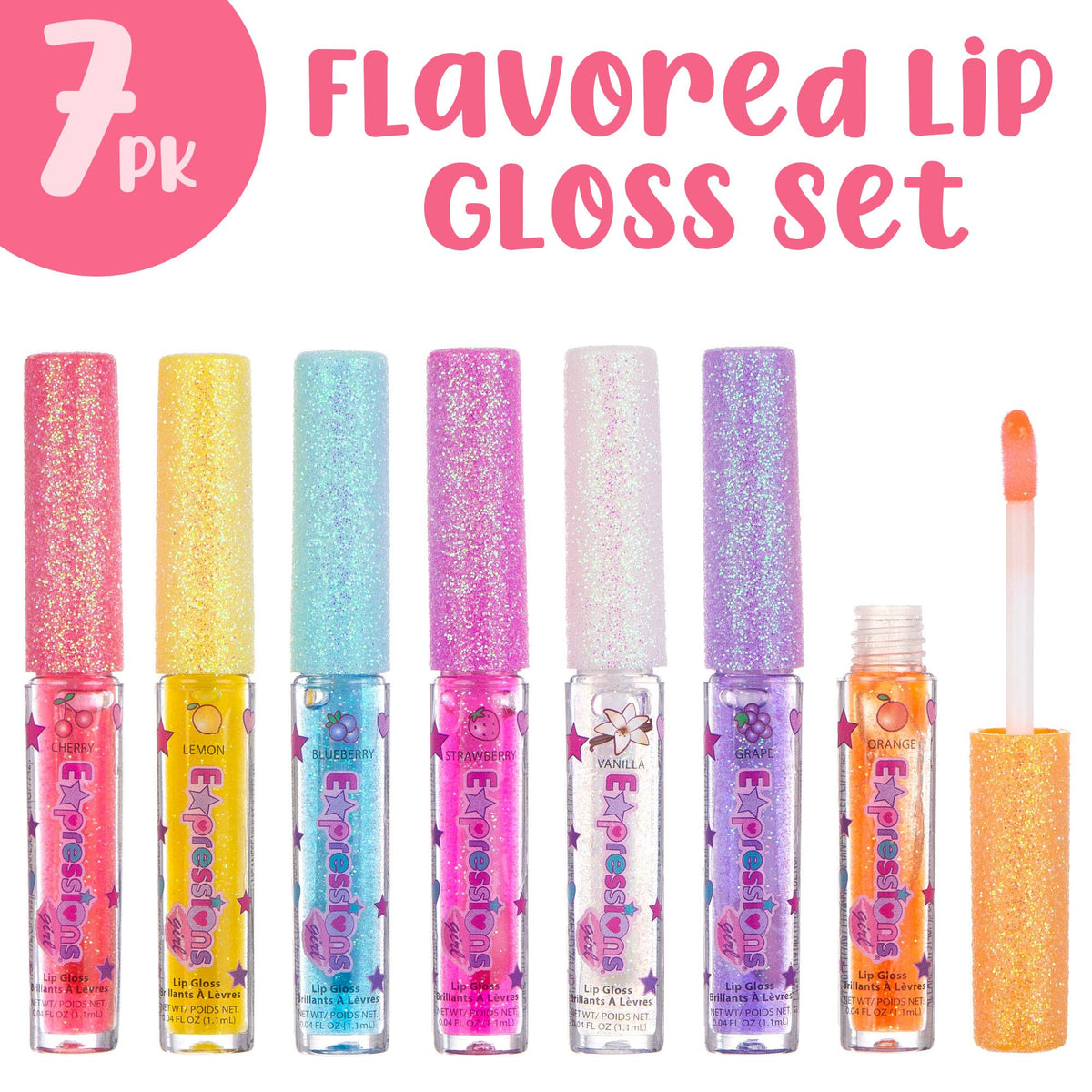 Expressions girl Cherry/Red lip gloss wand with glitter cap