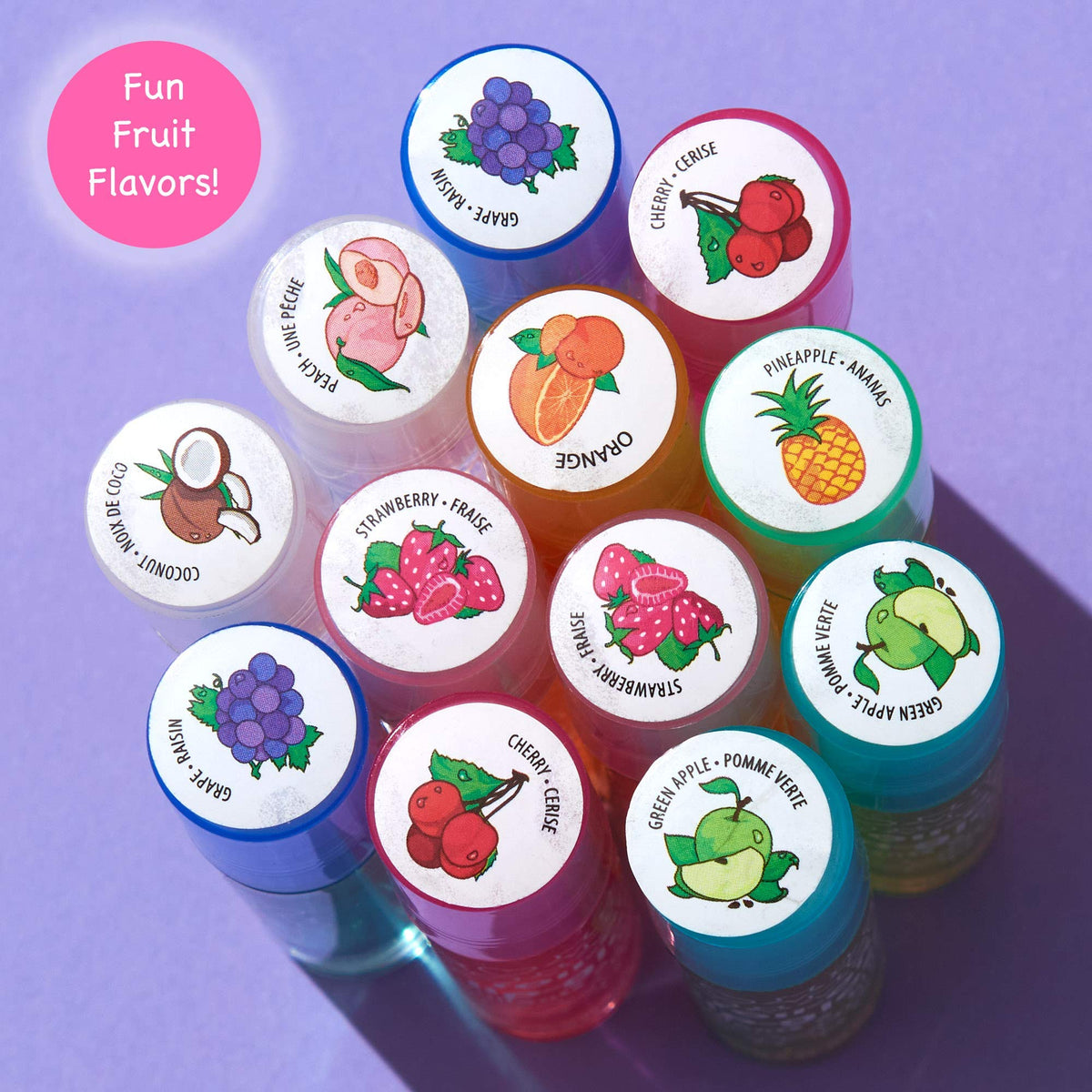Expressions Girl rollerball lip glosses in playful arrangement