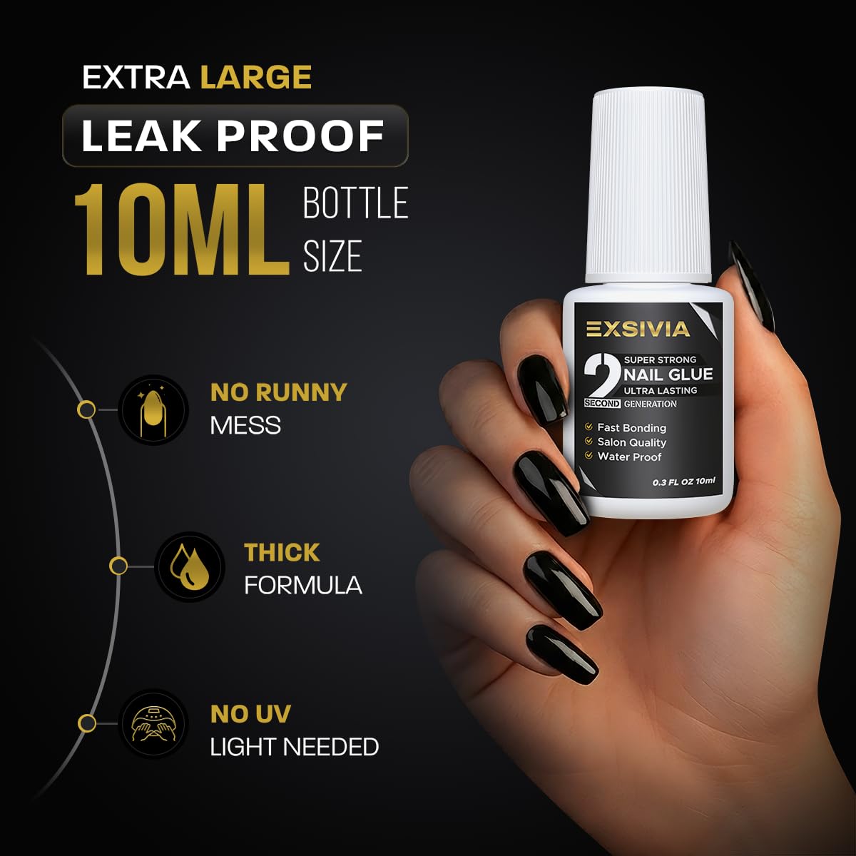 EXSIVIA nail glue application on press-on nails