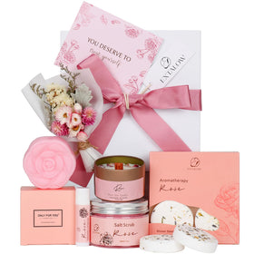 EXTALOW Rose Spa Gift Set with floral soap bar and body scrub