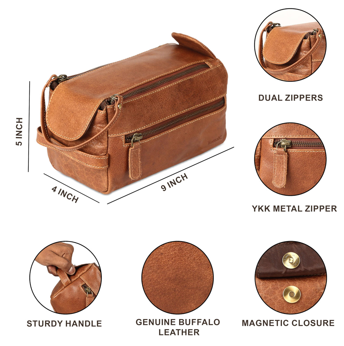 External zipper compartment of KomalC Toiletry Bag