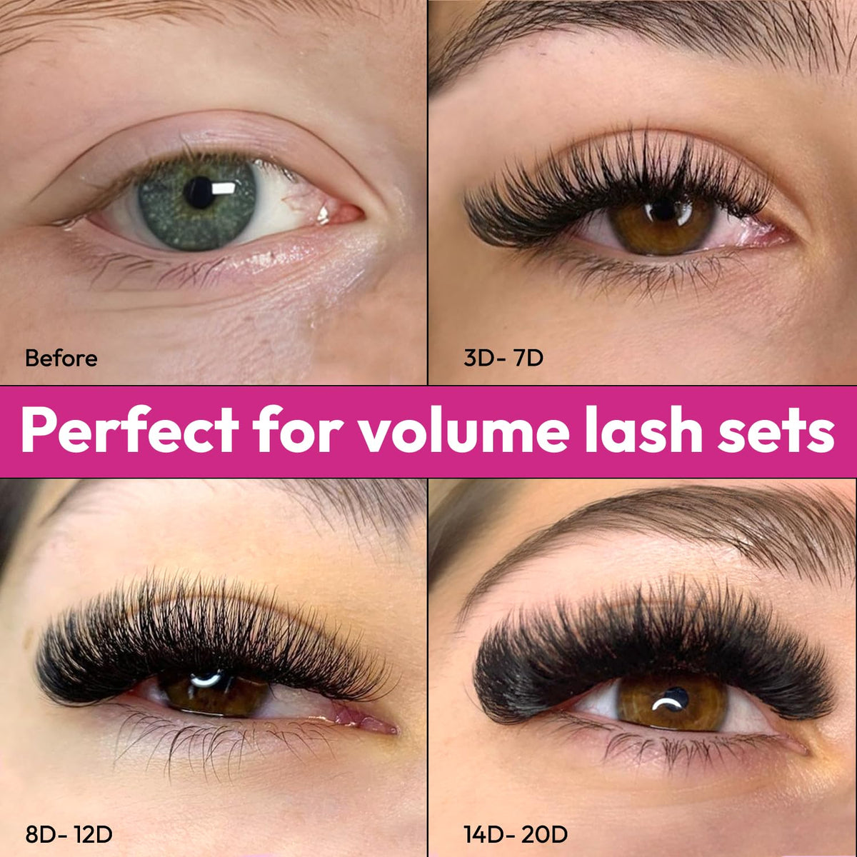Eyesy Lash 10D premade fans arranged for easy access
