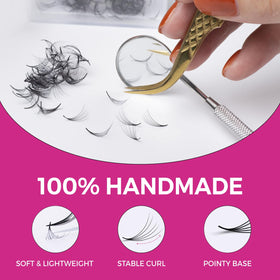 Eyesy Lash 500 premade fans displayed on a beauty table