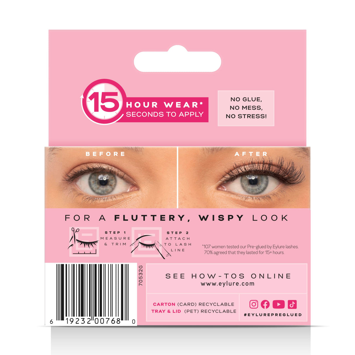 Eylure Pre-Glued Wispy Light Texture Eyelashes No. 117 back view