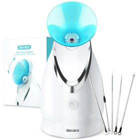 EZBASICS Facial Steamer front view with blue design