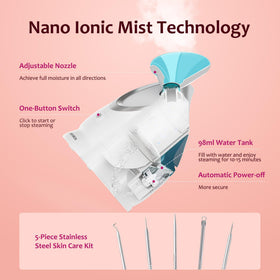 EZBASICS Facial Steamer showing adjustable steam nozzle