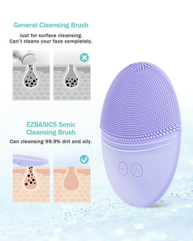 EZBASICS Silicone Facial Cleansing Brush in hand for size reference