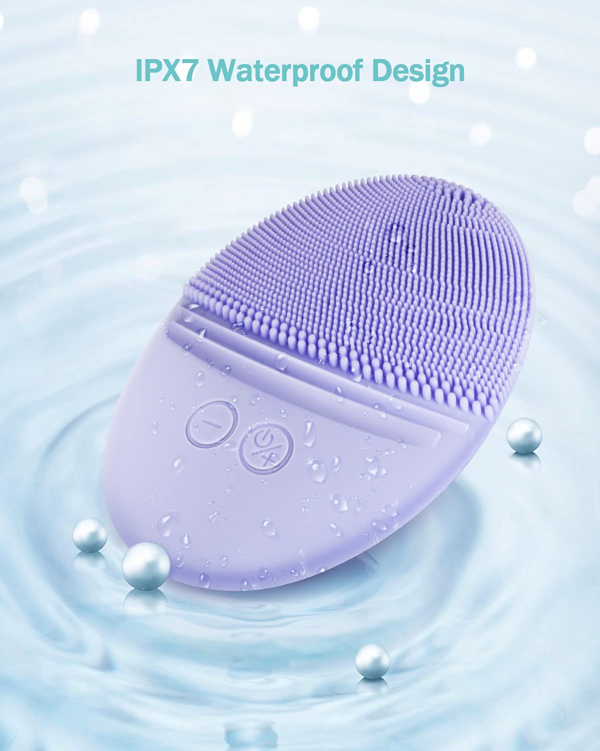 EZBASICS Silicone Facial Cleansing Brush in shower setting