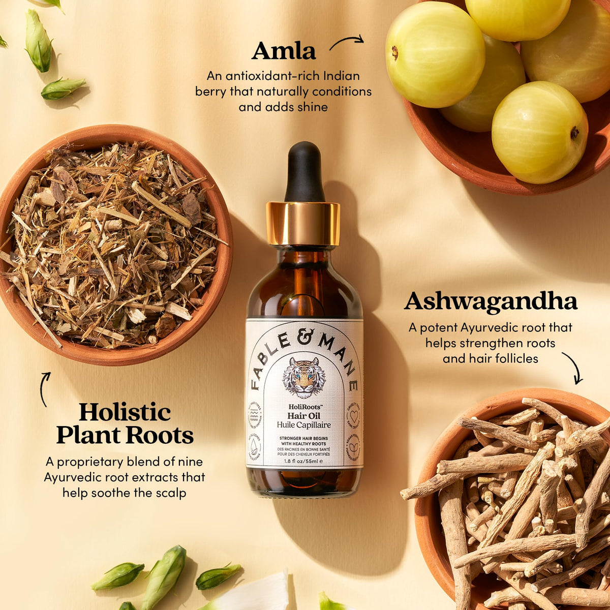 Fable & Mane HoliRoots Hair Oil lifestyle scene
