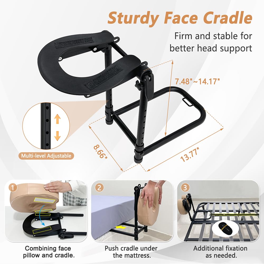 Face cradle installed on a mattress for massage support