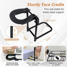 Face cradle installed on a mattress for massage support