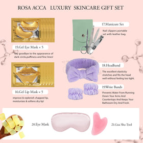 Face masks and skincare products in the gift basket