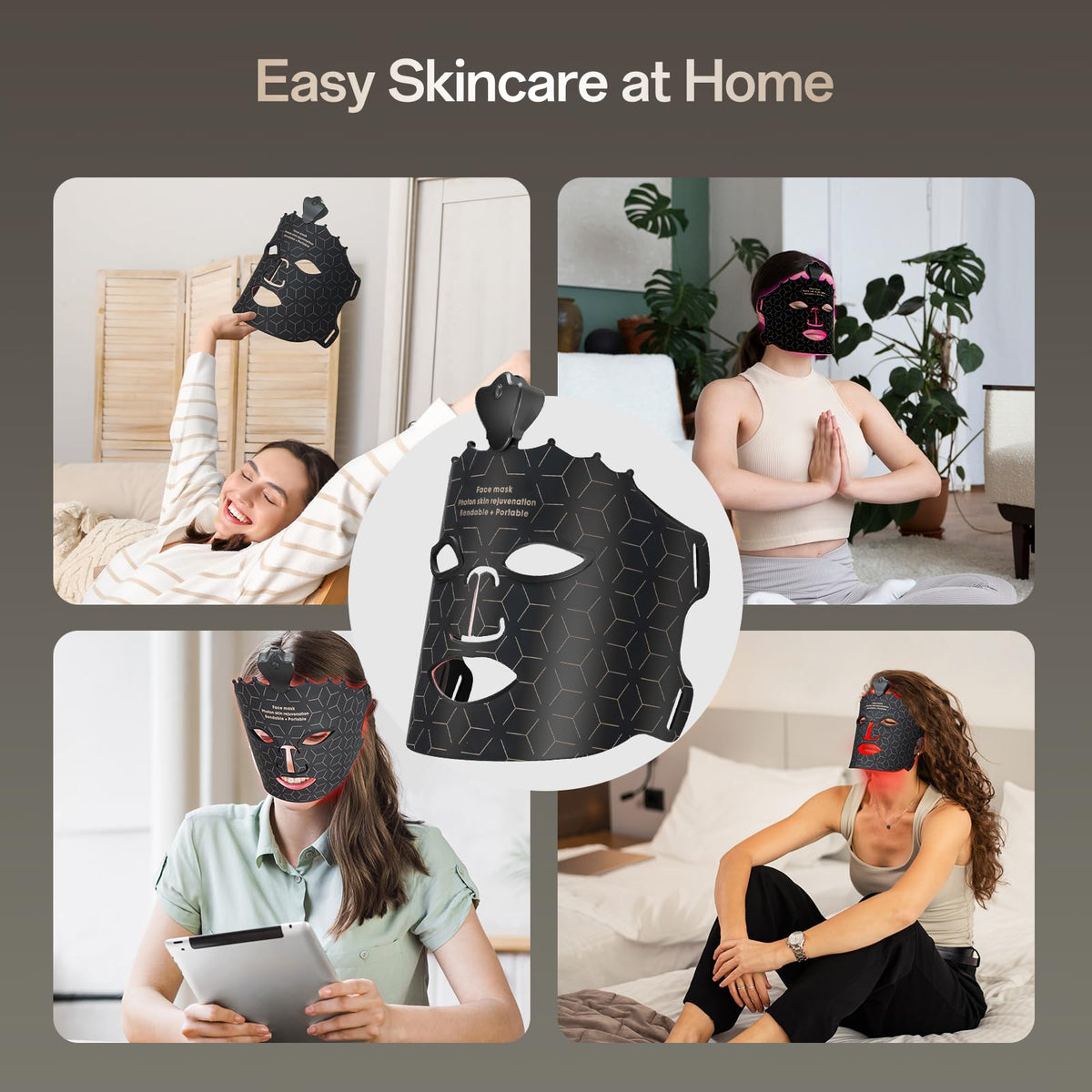 Facego Red Light Mask in portable storage position