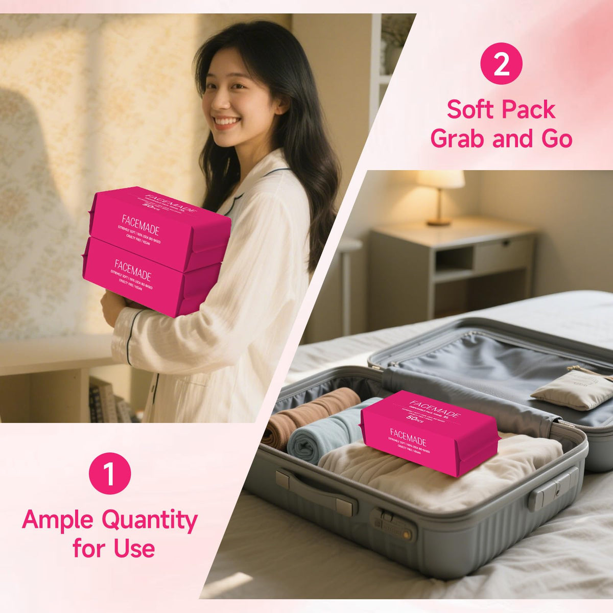 FACEMADE Disposable Face Towels showing packaging