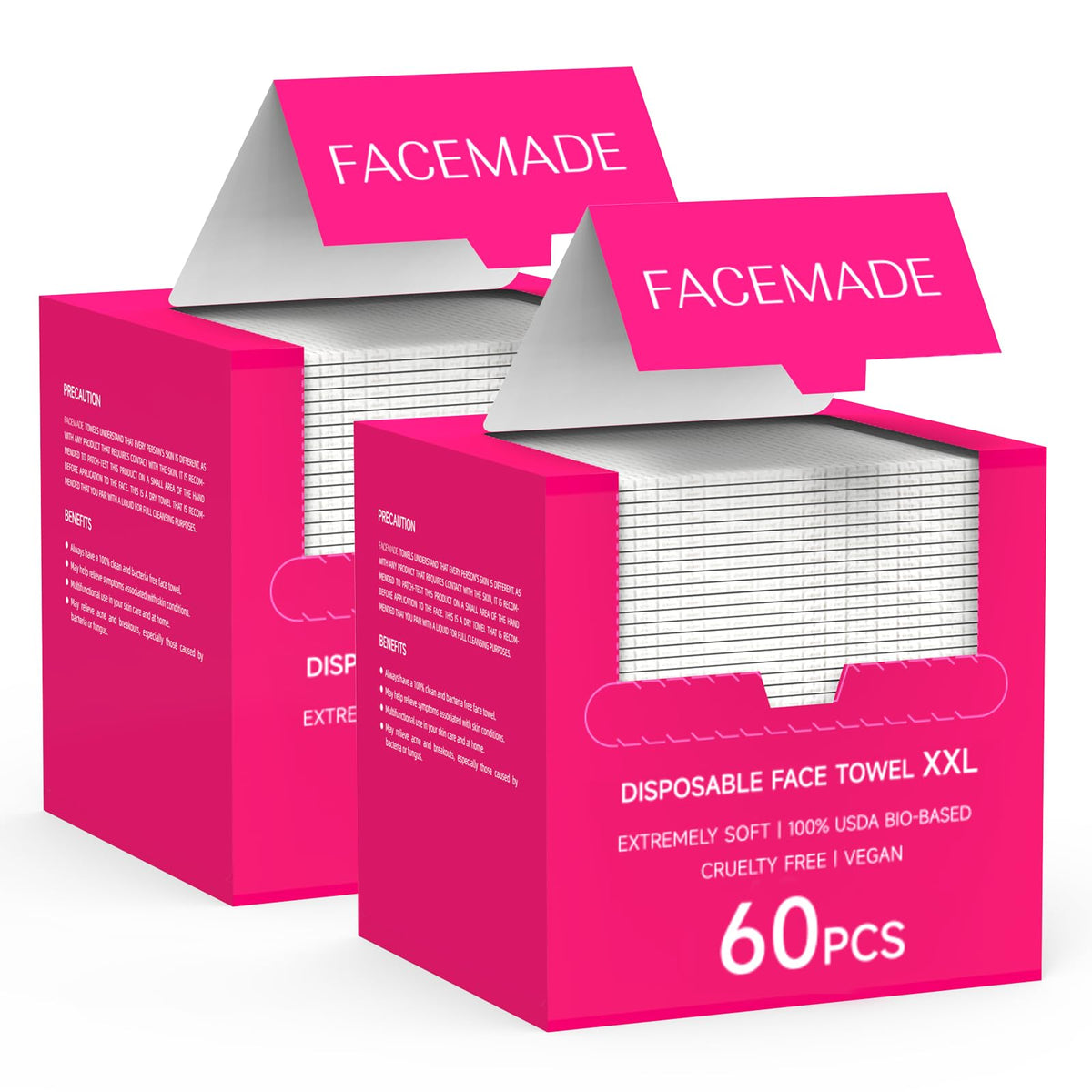 FACEMADE XXL Face Towels Disposable 120 Count front view