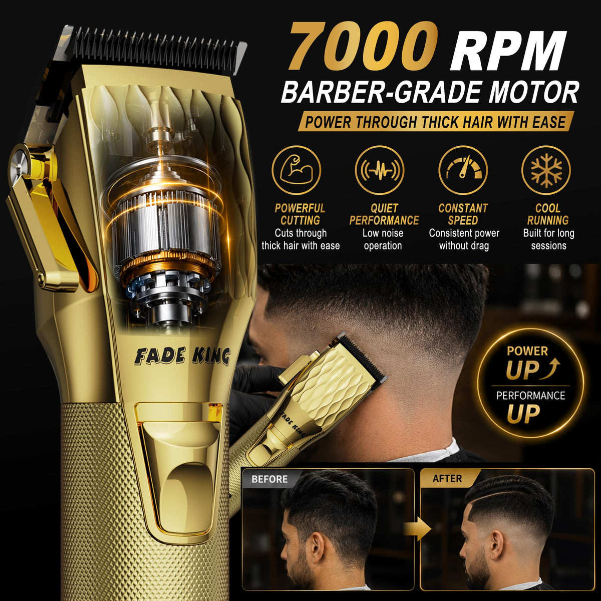 FADEKING full metal body clippers with guide combs and accessories