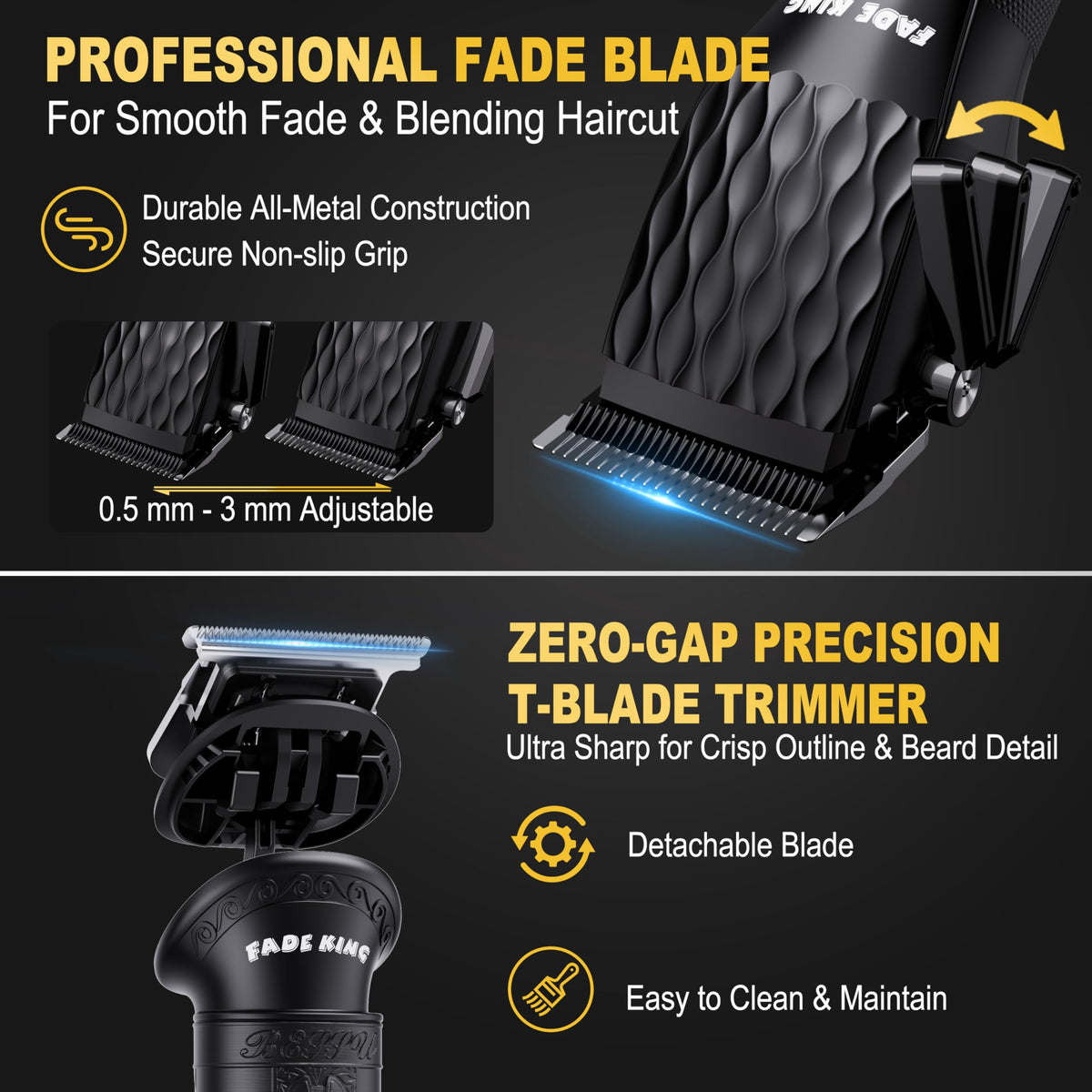 FADEKING precision T-blade hair trimmer close-up