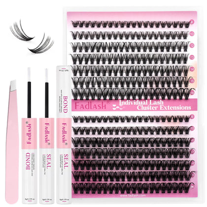 FADLASH DIY Eyelash Extension Kit containing 240 lash clusters and applicator tool