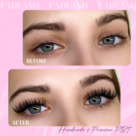 FADLASH Easy Fan Lash Extensions D Curl 0.07 8-14mm close-up of lashes