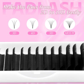 FADLASH Easy Fan Lash Extensions D Curl 0.07 8-14mm in use on model