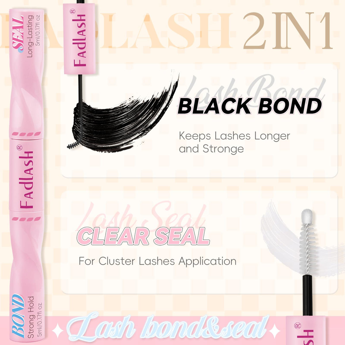 FADLASH Lash Bond and Seal 10ml back view with instructions