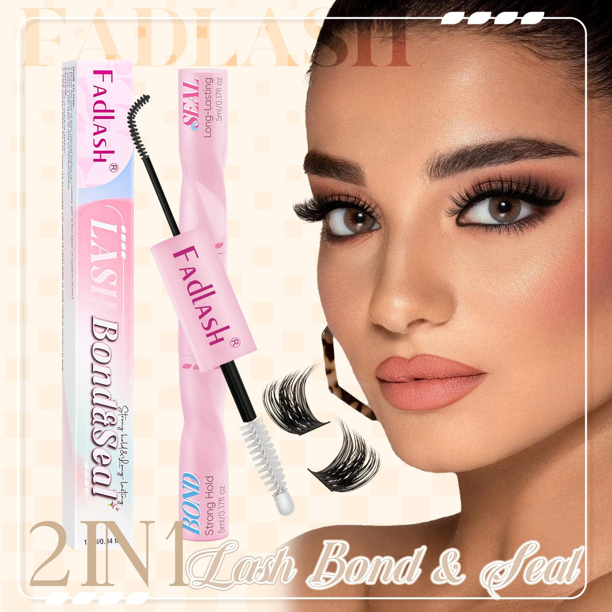 FADLASH Lash Bond and Seal 10ml packaging on a vanity
