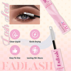 FADLASH Lash Bond and Seal 10ml showing black bond and transparent seal