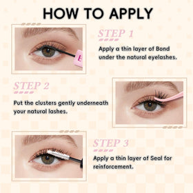 FADLASH Lash Bond and Seal 10ml with applied lash clusters
