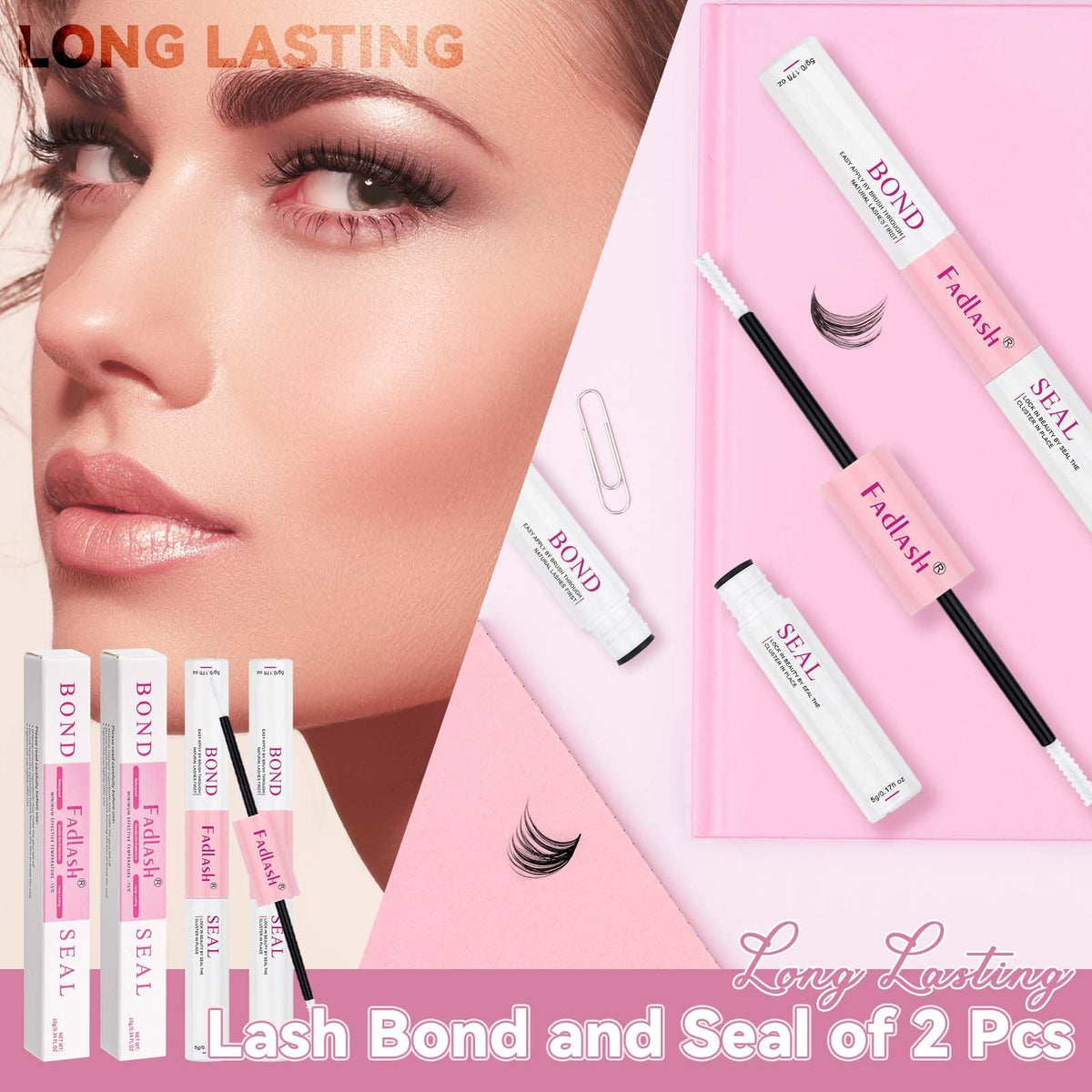 FADLASH Lash Bond and Seal Kit back view showing ingredients