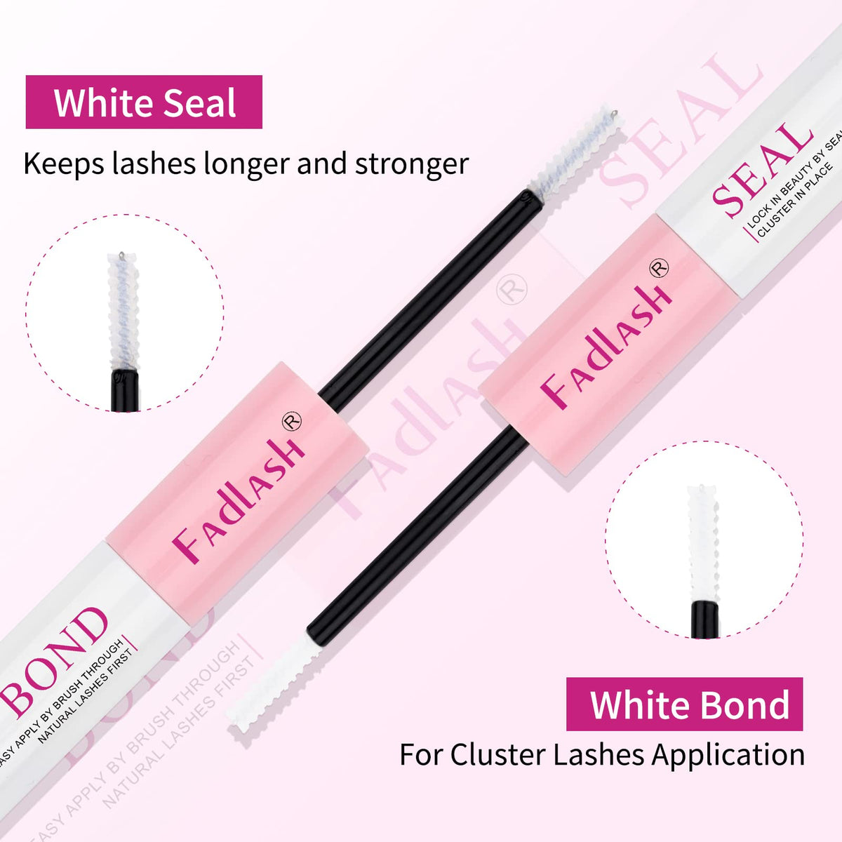 FADLASH Lash Bond and Seal Kit side view with lash glue bottles