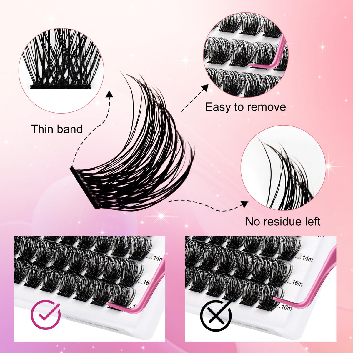 FADLASH Lash Clusters DIY Eyelash Extensions application with tweezers