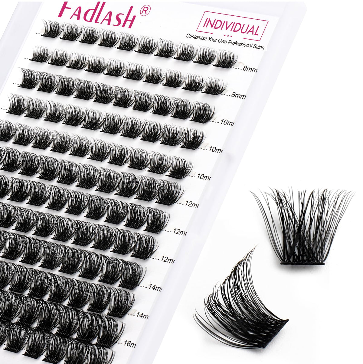 FADLASH Lash Clusters DIY Eyelash Extensions mixed tray front view