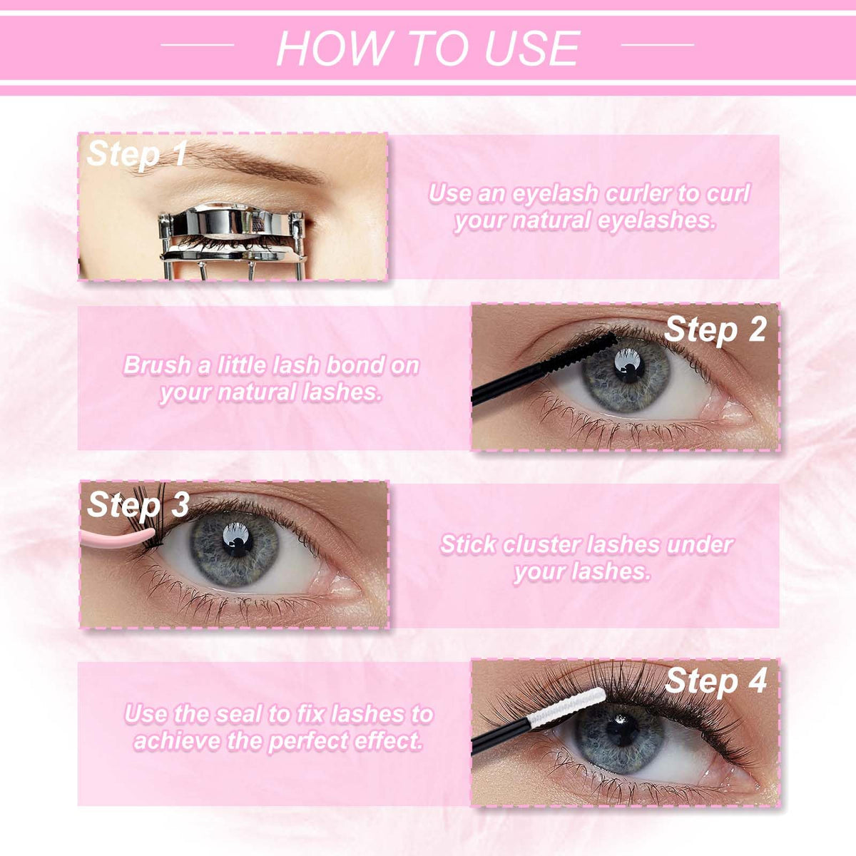 FADLASH Wispy 20D Eyelash Clusters with tools