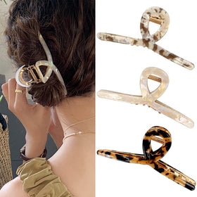 FAELBATY Big Butterfly Claw Hair Clip in peacock pearly white