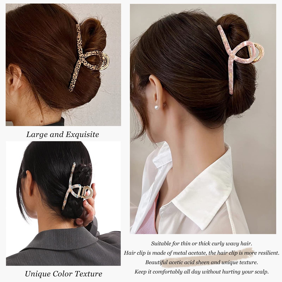 FAELBATY Big Butterfly Hair Clips in leopard pattern